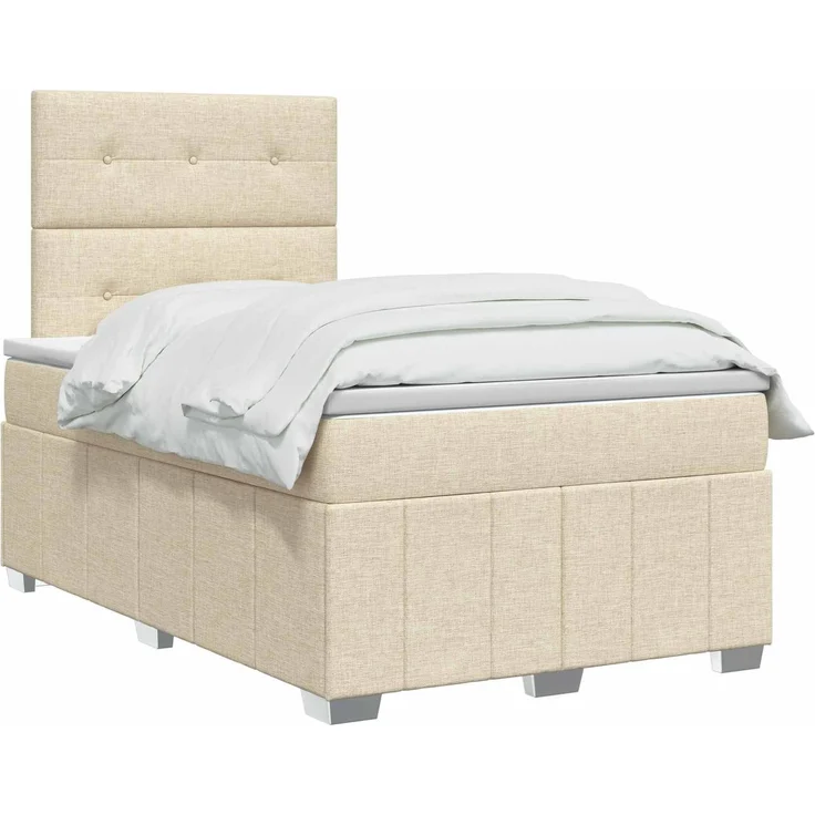 vidaXL Boxspringbett mit Matratze Creme 120 x 190 cm Stoff 3454097 – Bild 3