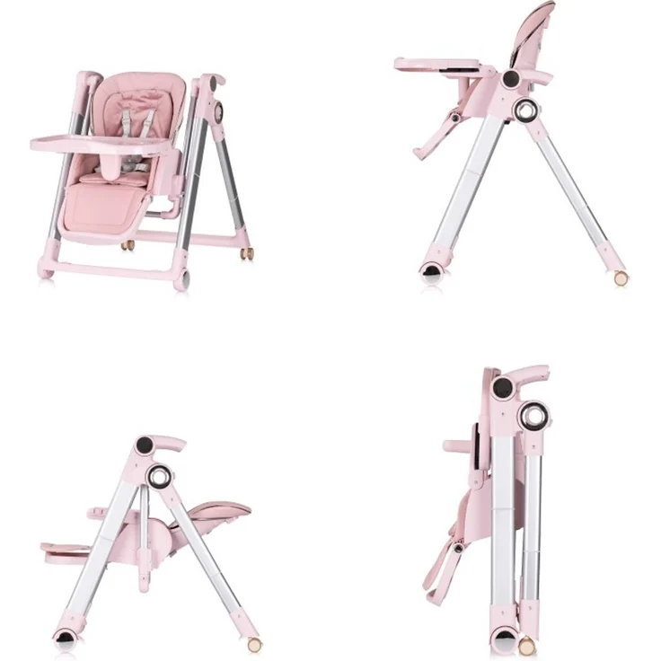 Chipolino Kinderhochstuhl 2 in 1 Super Chef Babyschaukel, Fußstütze, klappbar rosa – Bild 3