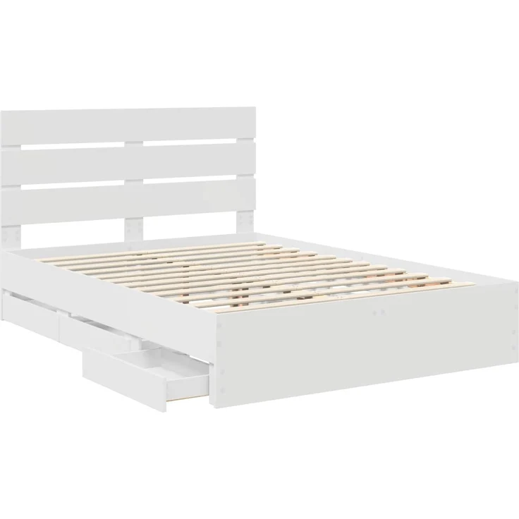 vidaXL Bettrahmen mit Schubladen Weiß 160 x 200 cm Ingenieurs Holz 3411818 – Bild 5