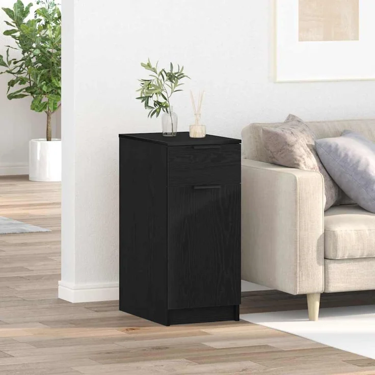 vidaXL Büroschrank 33 x 50 x 75 cm Holzwerkstoff Schwarz Eichen-Optik 862103 – Bild 1