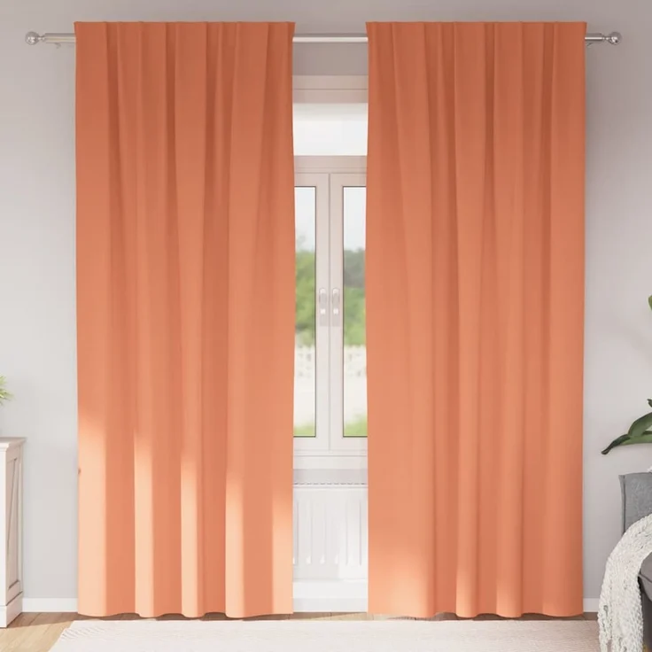 vidaXL Verdunkelungs-Vorhänge mit Ringen 2 stk. Terrakotta Polyester 4107526 – Bild 1