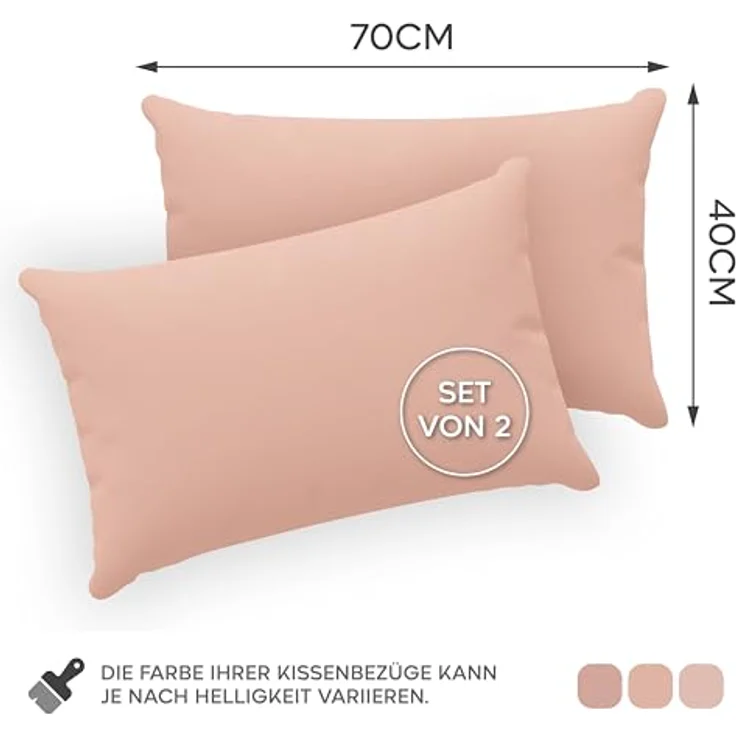 Twinzen® Kissenbezug 40x70 (2er-Set) - 100% Jersey Baumwolle 150 GSM Kissenbezüge - Rosa - Für Kissenbezüge 40x70 cm - Kissenhülle - Kissenbezug mit Reißverschluss - Oeko-Tex Zertifiziert – Bild 2