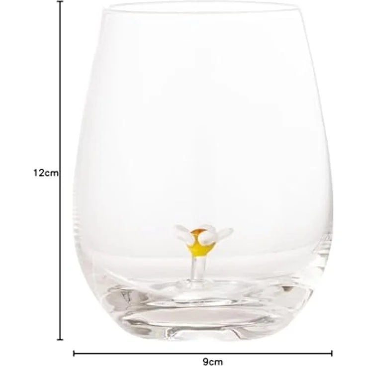 Bloomingville Glas Misa Trinkglas, Glas, 560ml, mit Blumendekor im Inneren – Bild 3