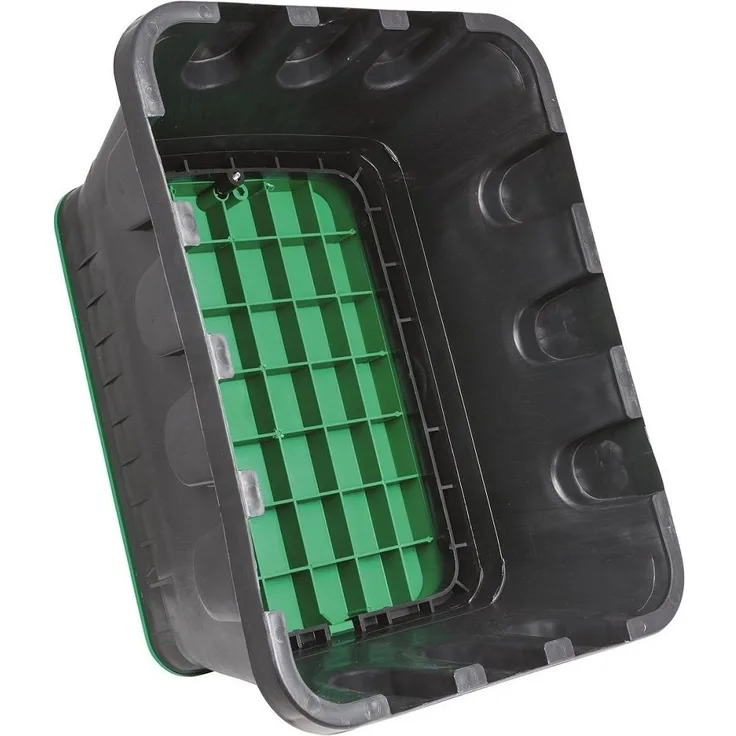 Heitronic 21042 Bodeneinbaudose Jumbo eckig schwarz grün 12 Ausgänge