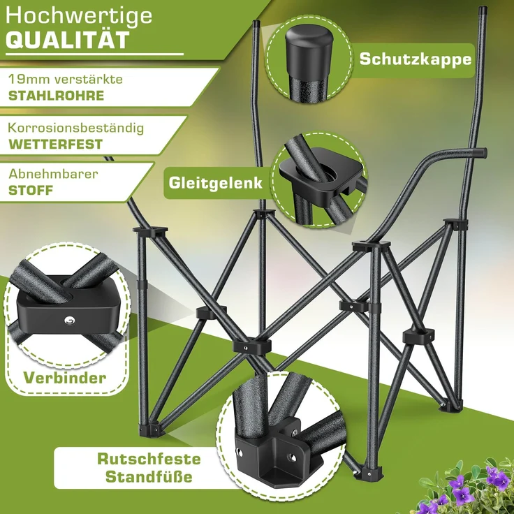 TRESKO® Campingstuhl Faltbar bis 200kg | Faltstuhl mit Kühltasche, Getränkehalter & Seitentasche | Klappstuhl XXL inkl. Tragetasche | Angelstuhl gepolstert für Outdoor, Angeln, Festival & Garten – Bild 4