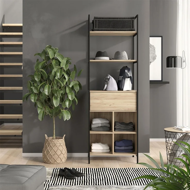 Kleiderschrank Enya Holz 60 x 180 cm mit Schublade Vicco – Bild 3