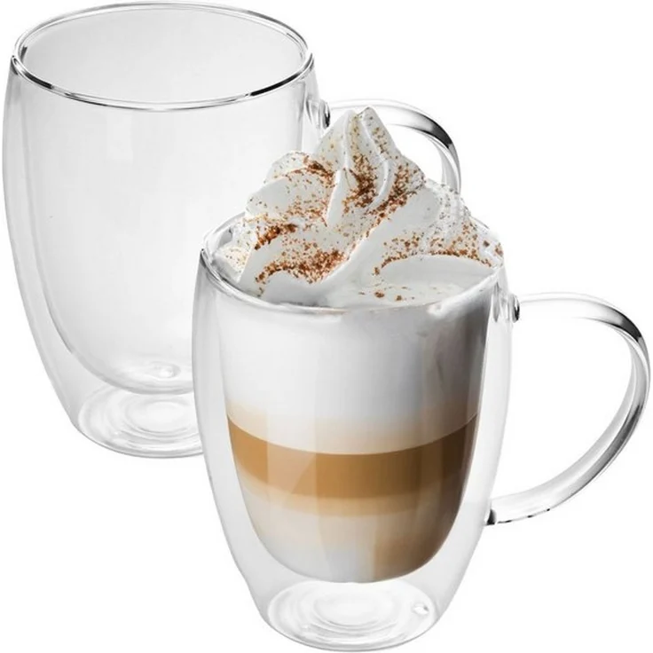 Intirilife Thermoglas, 2-tlg, Glas, Gläser Set Thermoglas Teeglas Kaffeeglas 400ml Doppelwandig (2-tlg) – Bild 4