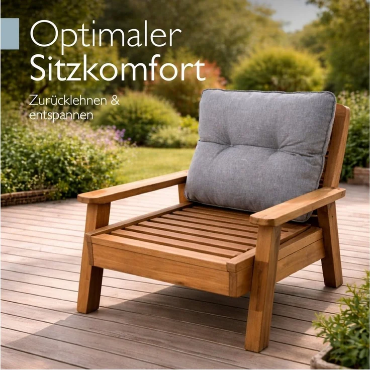 Beautissu Sitzkissen Outdoor Loungekissen Beauflair, 50x40cm, Hellgrau, 50x40cm – Bequemes Rückenkissen 12cm dick Polster Sitzauflage Schmutz – Bild 2