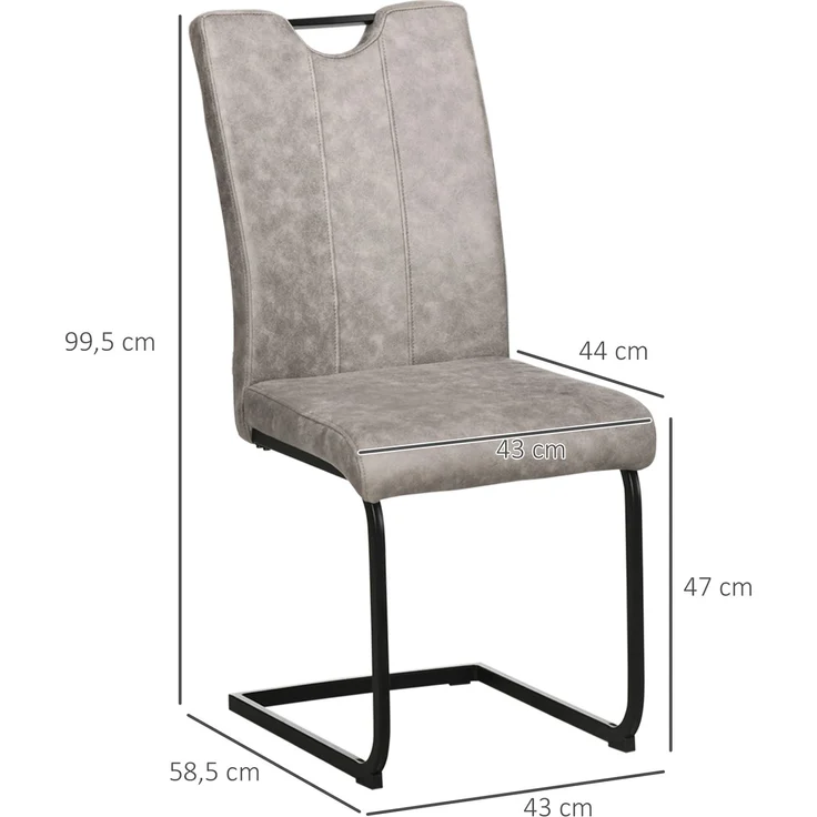 MELAYR, 4er-Set Esszimmerstühle mit Mikrofaserbezug, Kufenbeinen aus Stahl und Griffen, 43 x 58,5 x 99,5 cm, braun – Bild 5