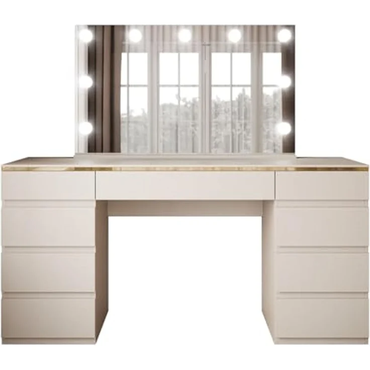 Lookway Schminktisch AURORA DOUBLE KASZMIR mit Schubladen (1x Schminktisch, 1xSpiegel mit LED), mit LED, mit Spiegel, mit Schubladen – Bild 7