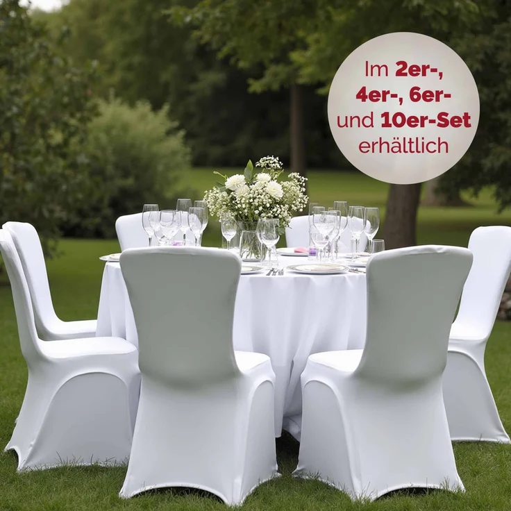 DETEX® 4er Set Stretch Hussen Weiß Hochzeit Stuhl Bezug – Bild 6