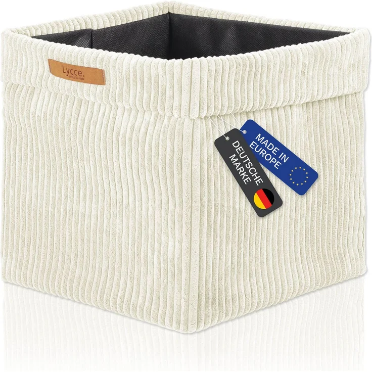 Lycce faltbare Aufbewahrungsbox, 2er Set - Cord, passend für Kallax Regal, abnehmbarer Bezug, robust, formstabil Vanille 31x33x33cm – Bild 2