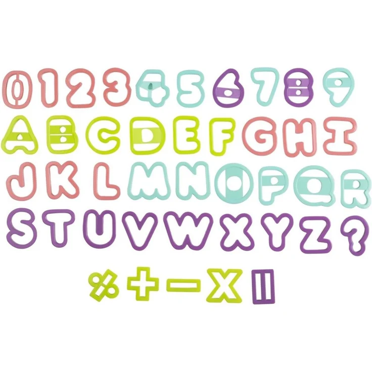 Ausstecher Ausstechformen Bunt aus Kunststoff Nummern + Buchstaben 42tlg.