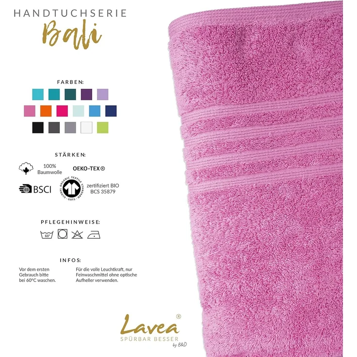 Lavea Gästehandtuch Bali, 30x50cm aus 100% Bio-Baumwolle, einzigartig weiche Gästetücher mit Aufhänger (Set, 6-St), hochwertiges und nachhaltiges Premium Gästetuch – saugstarke Faser – Bild 4