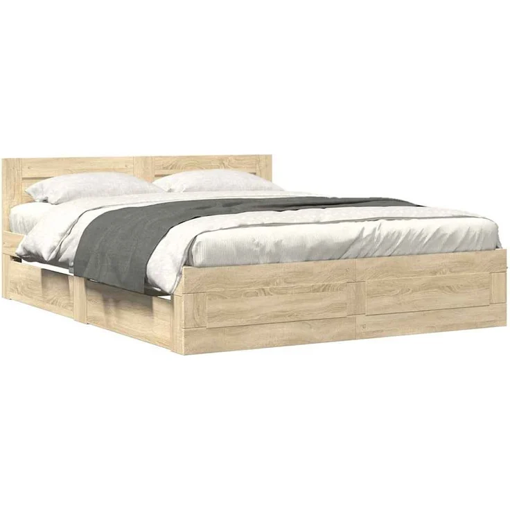 vidaXL Bettrahmen 2 stk. Sonoma 153 x 203 cm Holzwerkstoff 3402855 – Bild 3