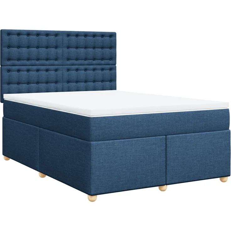 vidaXL Boxspringbett mit Matratze Blau 140x190 cm Stoff 3293595 – Bild 3
