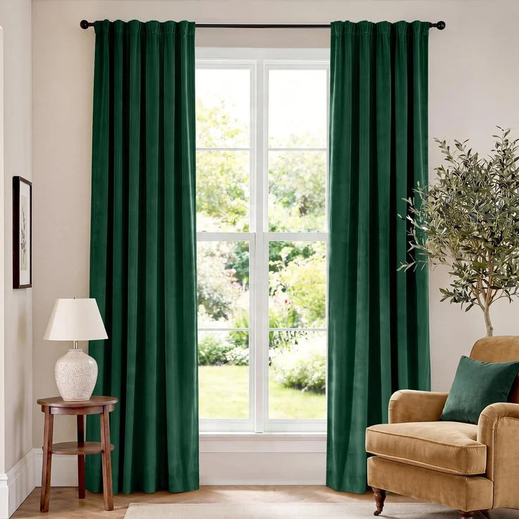 Lazzzy Samt-Verdunkelungsvorhänge, wärmeisoliert, Smaragdgrün, 213 cm lang, Vorhänge für Schlafzimmer, Wohnzimmer, geräuschreduzierend, superweich, luxuriös, Stangentasche, 2 Paneele, Smaragdgrün