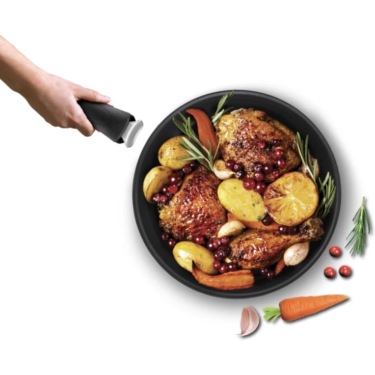 Tefal Topf-Set Ingenio Ultimate, Topf und Pfannenset abnehmbarer Griff, stapelbar, Aluminium (Set, 10-tlg, Kasserolle 16/20cm, Schmorpfanne 24cm, Pfanne 24/28cm, Deckel, Griffe), platzsparend, Pfannenset Induktion mit Antihaftversiegelung, L76491 – Bild 2
