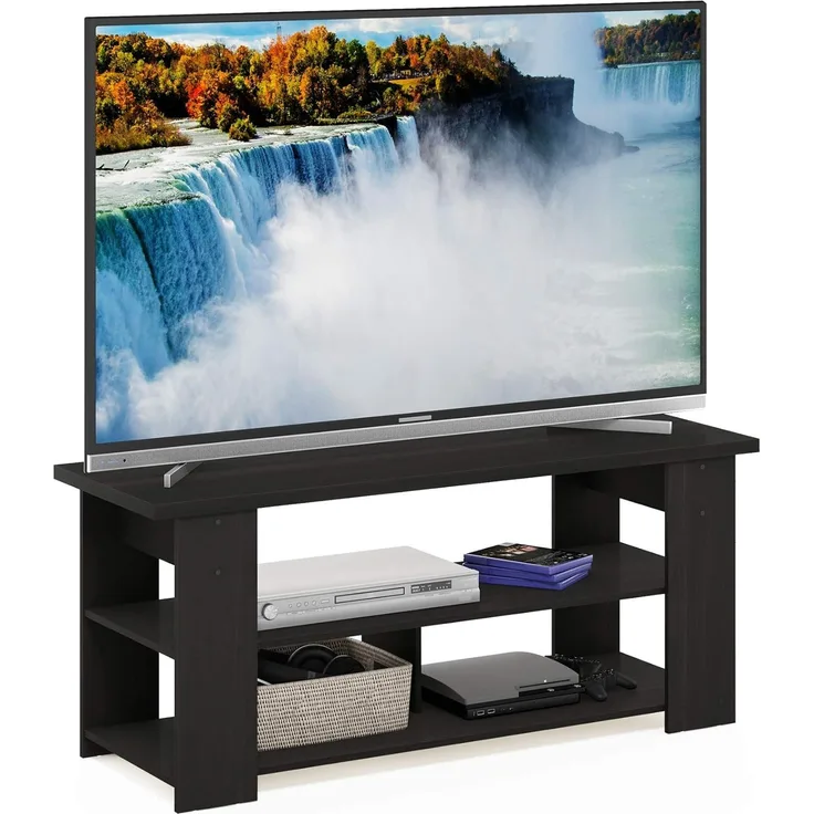 Furinno JAYA Großer TV-Schrank für bis zu 50-Zoll-TV und Ablageflächen, holz, Espresso, 39. 5x39. 5x50. 8 cm
