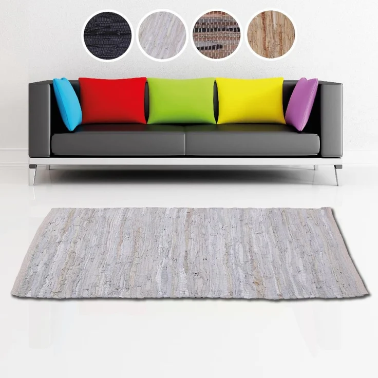 Flickenteppiche Leder 50x80cm weiß – Bild 8
