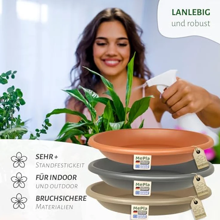 Heimwerkercenter Pflanzkübel MePla Blumentopf Cylindro ø15cm, Untersetzer ø14cm Terra, Kunstoff – Bild 8
