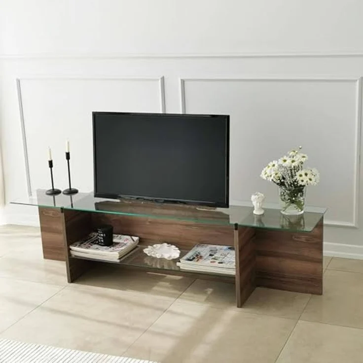Dmora TV-Schrank Erinyes 158x35x40h cm Braun 2 Regale, 1 Fach – Bild 5