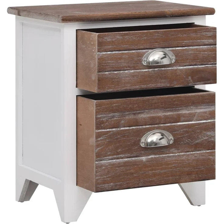 vidaXL Nachttische 2 Stk. mit 2 Schubladen Braun und Weiß 242042 – Bild 3