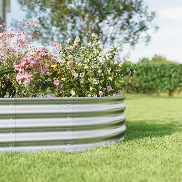 Homerecommend Hochbeet 2er Set 180x90x30 cm, Gartenbeet aus verzinktem Stahl, für Kräuter und Gemüse, Silber – Bild 3