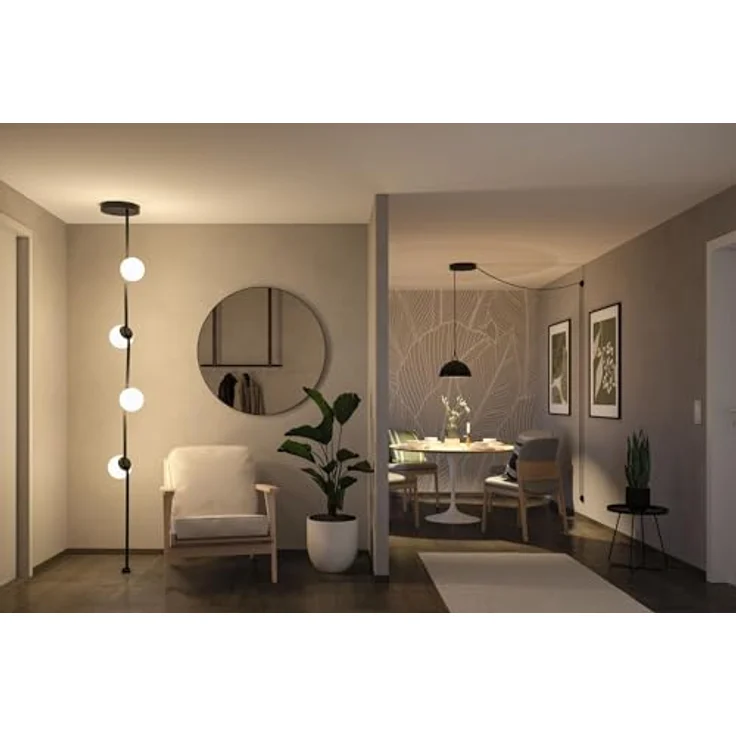 Paulmann Pendelleuchte Bol Uline, 12W LED, Aluminium schwarz, 3000K warmweiß Licht, Ø 30 cm – Bild 6
