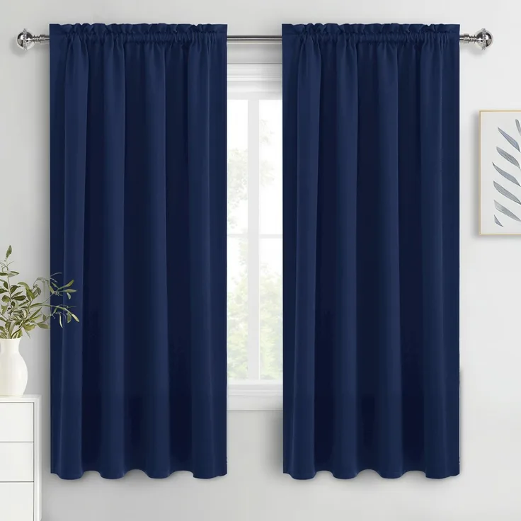 DWCN Verdunkelungsvorhänge, 183 cm Länge, für Schlafzimmer, 2 Paneele, isoliert, thermische Vorhänge für Wohnzimmer, Stangentasche, Fensterbehandlung, Vorhangpaneele (B 107 x L 183 cm, Marineblau)