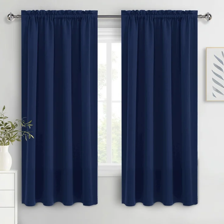 DWCN Verdunkelungsvorhänge, 183 cm Länge, für Schlafzimmer, 2 Paneele, isoliert, thermische Vorhänge für Wohnzimmer, Stangentasche, Fensterbehandlung, Vorhangpaneele (B 107 x L 183 cm, Marineblau)