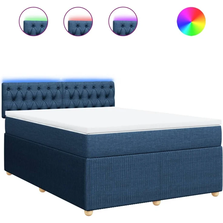 vidaXL Boxspringbett mit Matratze Blau 140x190 cm Stoff 3289764 – Bild 2