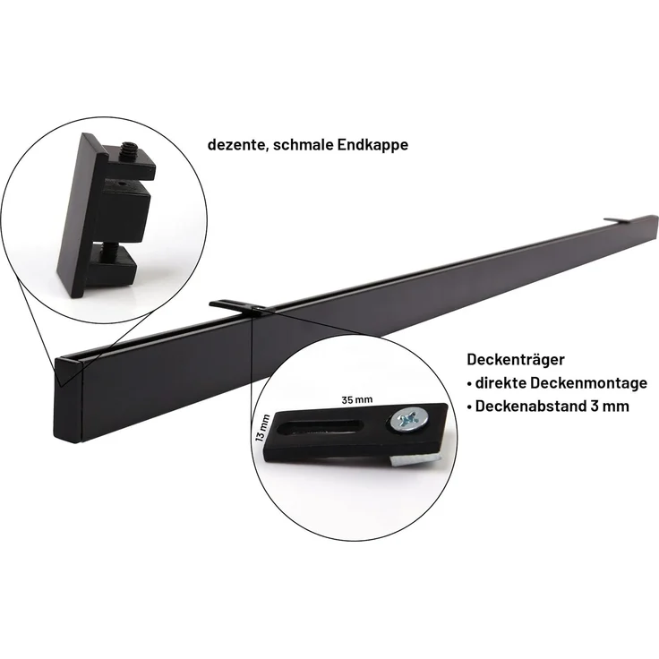 Deco-Raum® Gardinenschiene Innenlauf Loft | Befestigung: Deckenträger | Größe: 110cm | Material: Aluminium | Farbe: Schwarz – Bild 5