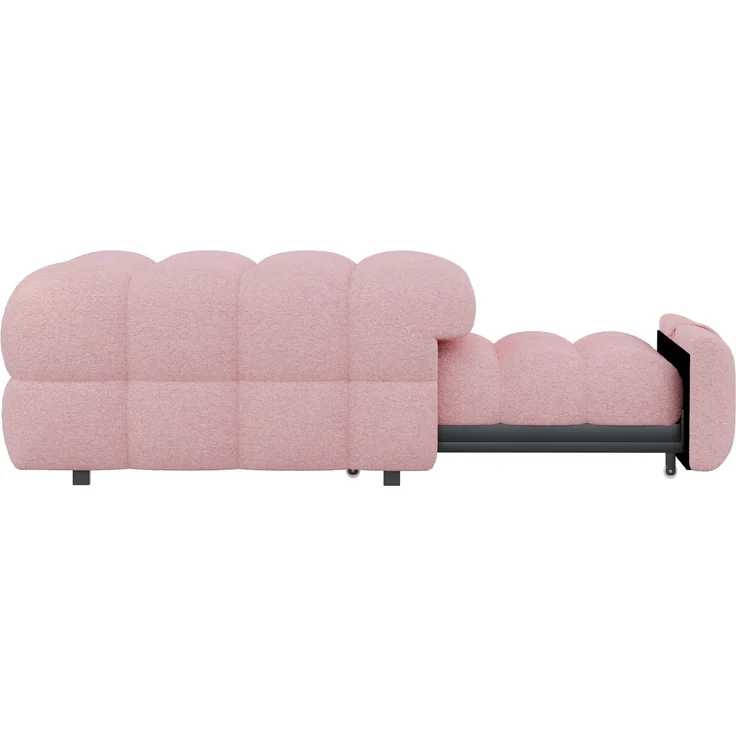 ZUBALIYA Schlafsofa, Bouclé-Bezug, Ausziehbett, Rosa – Bild 8