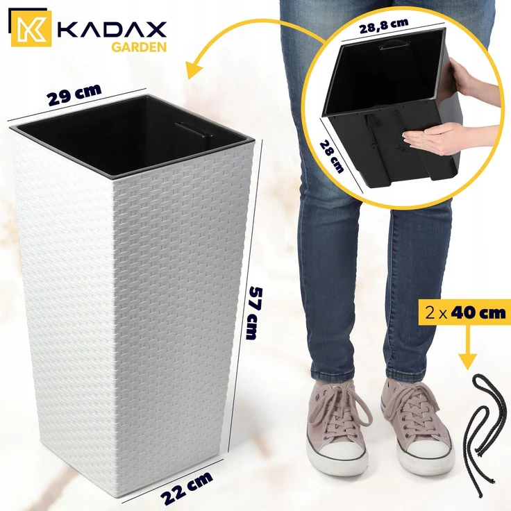 KADAX Blumentopfeinsatz 29x57cm hoch weiß – Bild 2