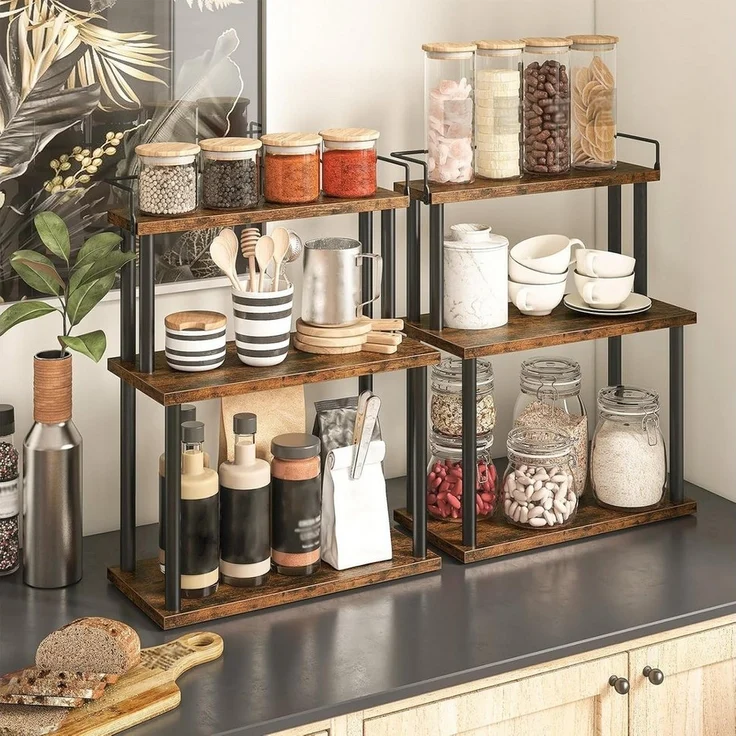 Hoobro Gewürzregal Küchenregal, Aufbewahrungsregal mit 3 Ebenen, Schreibtisch Organizer für Küchenarbeitsplatte, Schreibtisch, Arbeitszimmer, Büro – Bild 3