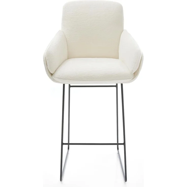Barstuhl Luan-Flex Bouclé Soft Beige Kufengestell Metall Schwarz – Bild 3