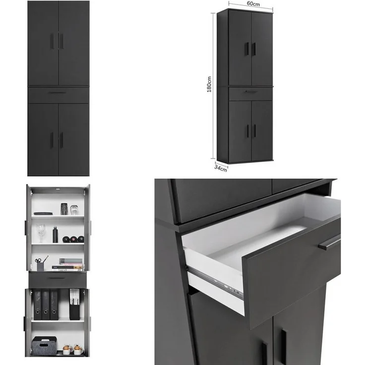 mokebo Schrank-Set Die Allzweckwaffe, (2er-Set), Stauraum-Set aus Mehrzweckschränken in Schwarz-Anthrazit – Bild 3