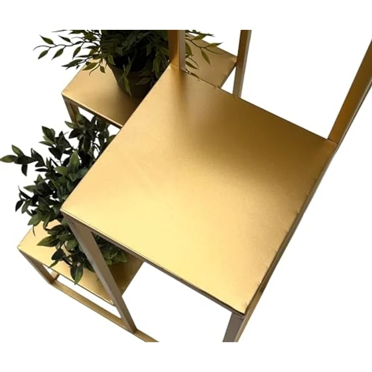 DanDiBo Blumentreppe Metall Gold 82 cm Pflanzentreppe Blumenständer 96505 Blumensäule Modern Pflanzenständer Blumenhocker – Bild 4