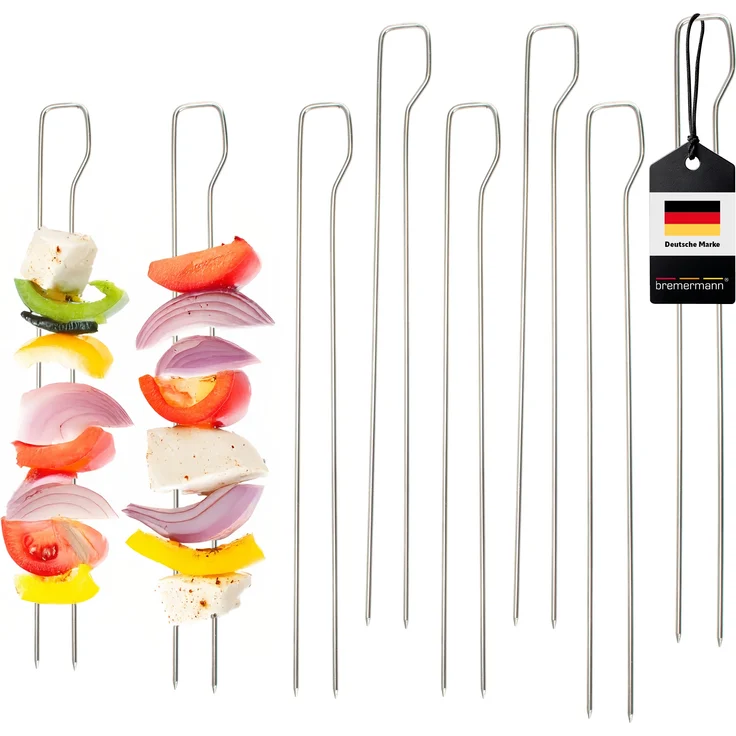 Doppel-Grillspieße 8er Set aus Edelstahl ca. 29 cm - Schaschlik-Spieße im Vorteilspack – Bild 1
