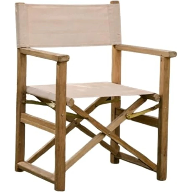 Teak Klappstuhl REGIE natural – Outdoorstoff schwarz stilvoll Wintergarten – Bild 5