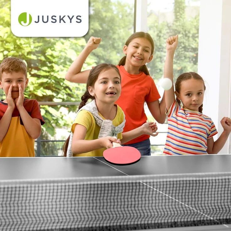 Juskys 'Flexi' Mini Tischtennisplatte mit Zubehör, klappbar, Holz / Metall schwarz, 71 x 152 x 71 cm – Bild 7