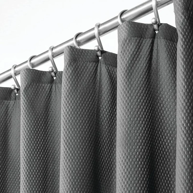 mDesign Luxus Duschvorhang Badewannenvorhang Waffelmuster Polyester Dunkelgrau – Bild 1