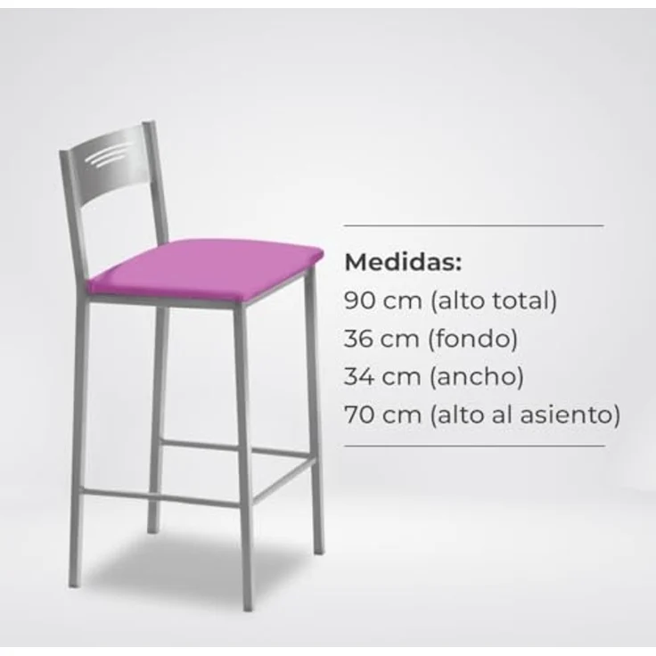 ASTIMESA - Hohe Küchenhocker mit Rückenlehne - Gestell aus Aluminium und Sitzfläche aus Kunstleder - Farbe des Sitzes: Rosa. Lieferumfang: 1 Stück - Maße: 90 cm (Gesamthöhe) – Bild 7