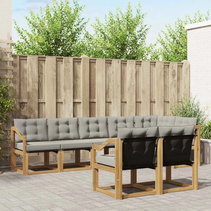 vidaXL Outdoor-Sofagarnitur 8 stk. 7-Sitzer Weiß und Hellgrau 3389605