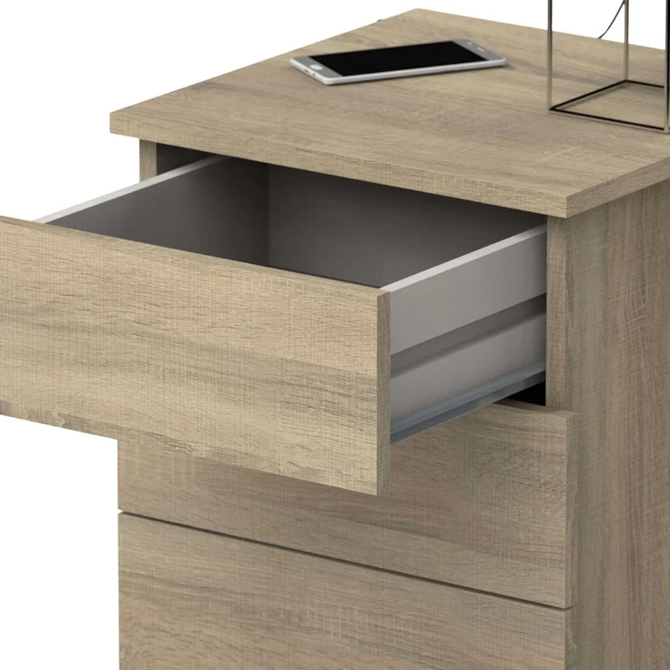Muebles Pitarch | Nachttisch 3 Schubladen mit Metallführungen, Cambrian Eiche, 48,5 x 41 x 40 cm (Höhe x Breite x Tiefe), Kleine Kommode, Modern, Modell Dana – Bild 4