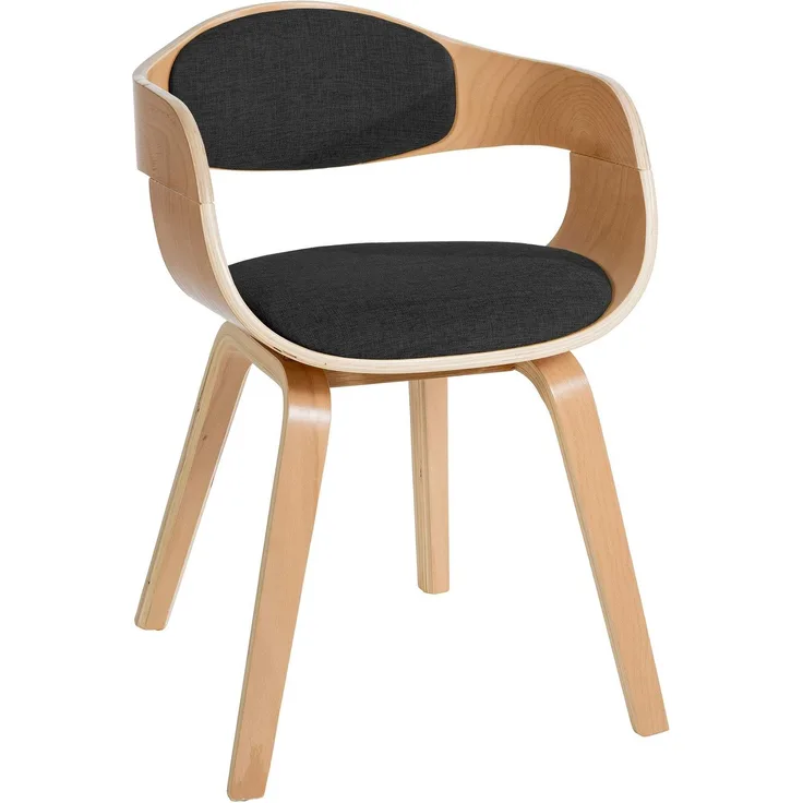 CLP Esszimmerstuhl Stoff mit Polsterung und robustem Holzgestell,natura/dunkelgrau