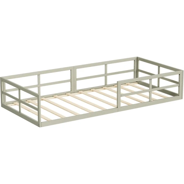 Bodenbett aus Metall Minno Greige 205 x 95 cm ohne Matratze Vitalispa