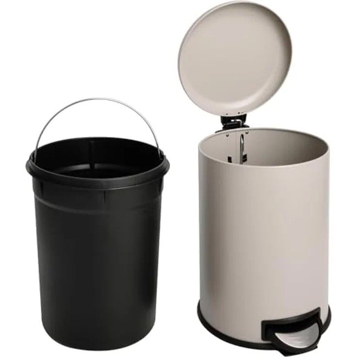 SVITA Treteimer T20, Mülleimer 20 Liter aus pulverbeschichtetem Stahl, taupe, inkl. Inneneimer – Bild 2