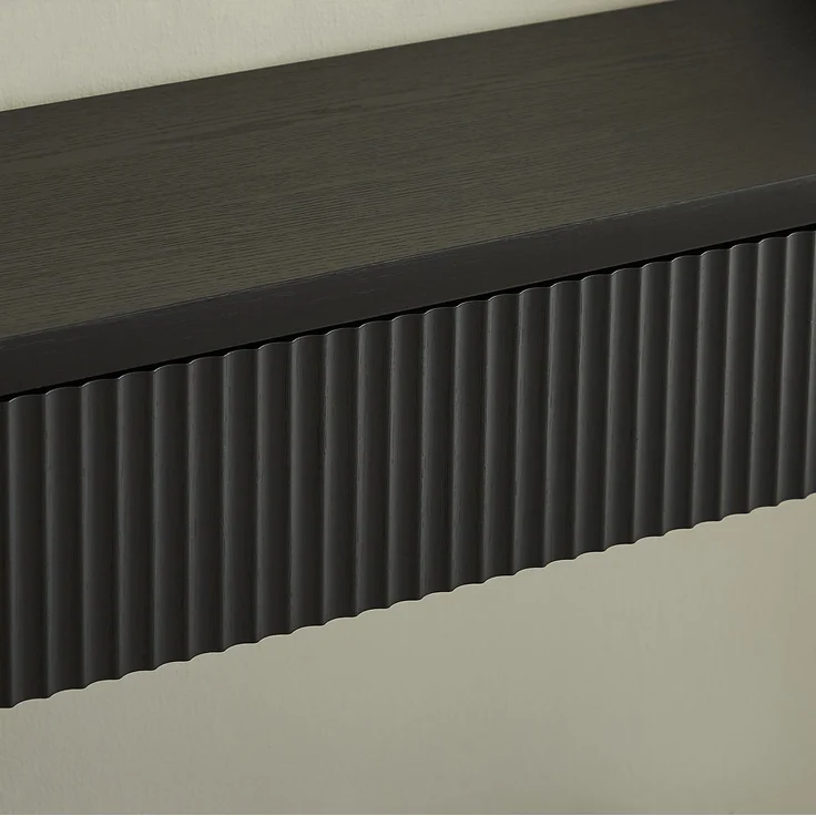 DESVIAE Sideboard Schwarz aus Spanplatte/MDF – 150x85x35 cm – 2 Schubladen, offenes Fach – Bild 6